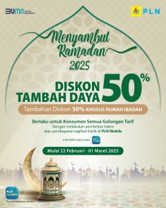 PLN Beri Diskon 50% untuk Tambah Daya Listrik di Bulan Ramadan
