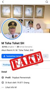 Hati-Hati! Waspadai Akun Facebook Palsu Mengatasnamakan Bupati H. M. Toha, Diskominfo Tegaskan ini