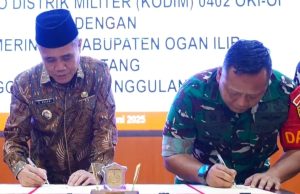 Pemkab OI dan Kodim 0402 OKI Teken Kesepakatan Penanggulangan Bencana