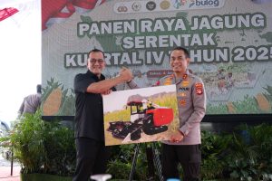 Kapolda Sumsel Didampingi Kapolres Ogan Ilir Salurkan Bantuan Sosial pada Acara Panen Raya Jagung Serentak
