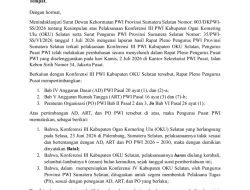 PWI Pusat Resmi Batalkan Konferensi III PWI OKU Selatan, Ketum Akhmad Munir: Harus Diulang Sesuai AD/ART
